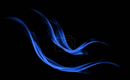 flamme de feu bleu sur un fond noir. fond abstrait pour votre conception.