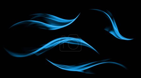 Flamme de feu bleu abstraite sur fond noir. Élément de conception.