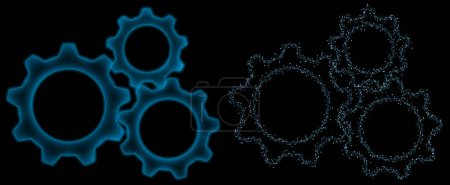 Photo for Gears blue with particle and glow light - Royalty Free Image