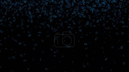 Photo for Binary bit 0 1 blue falling scatter with transparent background - Royalty Free Image