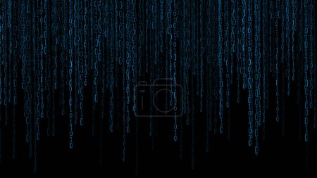 Photo for Hacker background with binnary bit one zero blue fall - Royalty Free Image