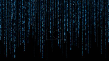 Photo for Bit binnary falling rain abstract technology hacker background - Royalty Free Image