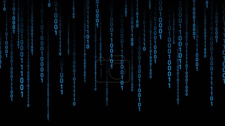 Photo for Hacker background with blue binary bit code streaming down or falling down - Royalty Free Image