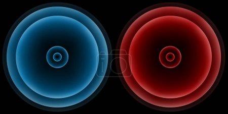 bleu et rouge zone cercle radar ou écran tactile lumière effet