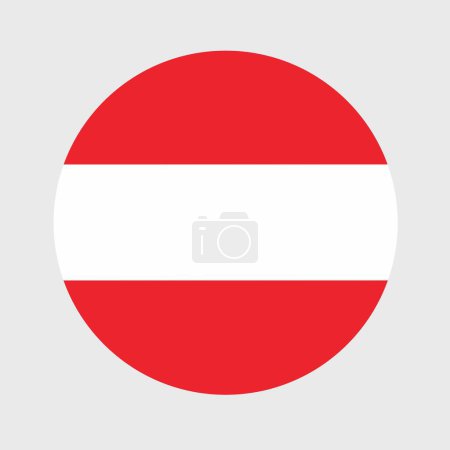 Vector illustration of flat round shaped of Austria flag. Official national flag in button icon shaped.