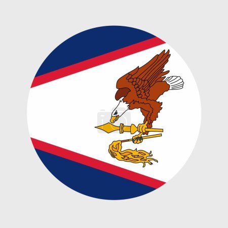 Ilustración de Ilustración vectorial de forma plana redonda de la bandera de Samoa Americana. Bandera nacional oficial en forma de botón icono. - Imagen libre de derechos