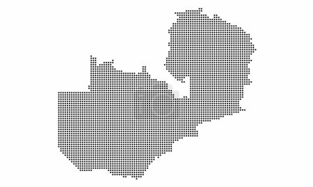 Zambia mapa punteado con textura grunge en estilo punto. Ilustración vectorial abstracta de un mapa de país con efecto de medio tono para infografía.