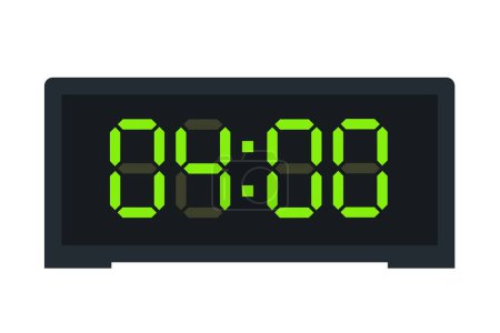 Téléchargez les illustrations : Illustration vectorielle plate d'une horloge numérique affichant 04.00. Illustration d'alarme avec numérotation numérique. icône du réveil pour l'heure, montre, signes d'alarme. - en licence libre de droit