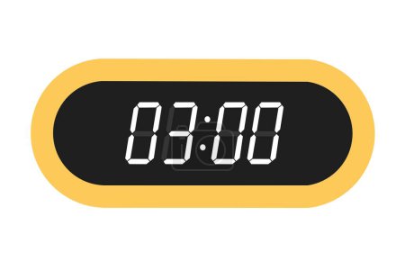 Photo for Vector flat illustration of a digital clock displaying 03.00 . Illustration of alarm with digital number design. Clock icon for hour, watch, alarm signs. - Royalty Free Image
