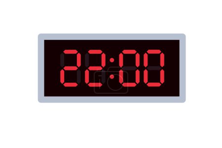 Photo for Vector flat illustration of a digital clock displaying 22.00 . Illustration of alarm with digital number design. Clock icon for hour, watch, alarm signs. - Royalty Free Image