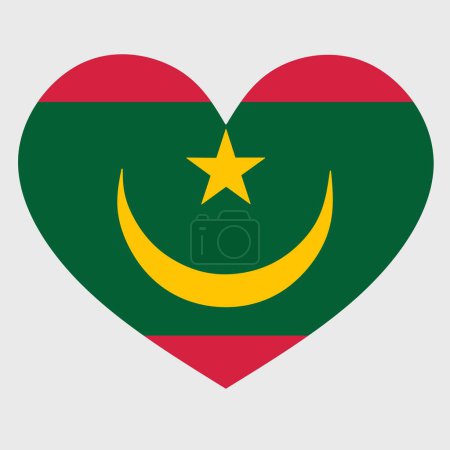 Photo for Vector illustration of the Mauritania flag with a heart shaped isolated on plain background. - Royalty Free Image