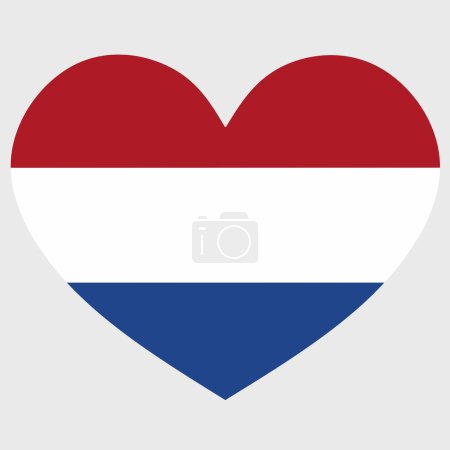 Ilustración de Ilustración vectorial de la bandera holandesa con un corazón aislado sobre fondo liso. - Imagen libre de derechos