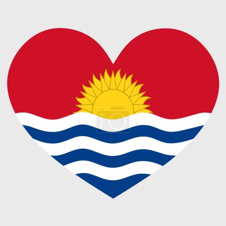 Ilustración de Ilustración vectorial de la bandera de Kiribati con un corazón aislado sobre fondo liso. - Imagen libre de derechos