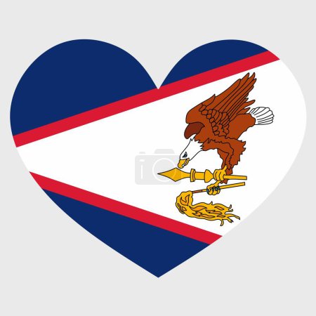 Téléchargez les illustrations : Illustration vectorielle du drapeau des Samoa américaines avec un cœur isolé sur fond plat. - en licence libre de droit