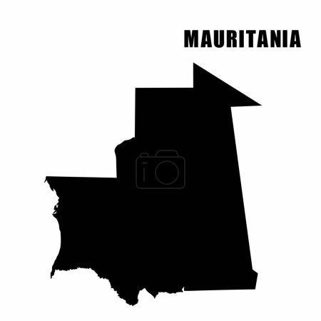 Vector illustration of outline map of Mauritania. High-detail border map. Silhouette of a country map isolated on a white background. Map for infographic and geographic information.
