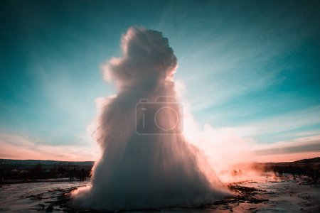 Photo for At the Geyser Strokkur in Haukadalur, Golden Circle, Iceland, Europe - Royalty Free Image