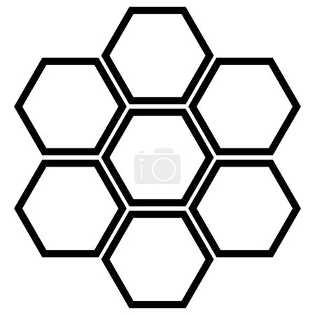 Illustration for Honey comb icon vector illustration isolated on white. . Honey comb line symbol. Hexagon sign. - Royalty Free Image