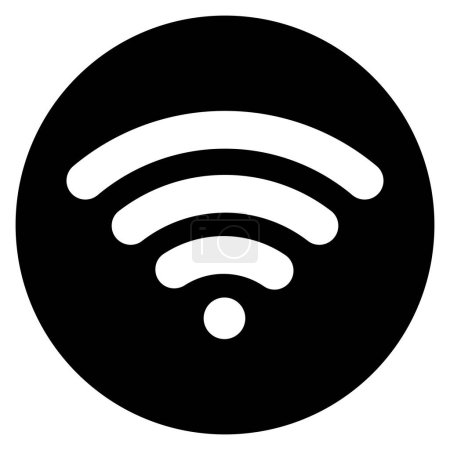 Téléchargez les photos : Icône wi fi sur cercle noir. Icône Wifi en cercle. Panneau sans fil - en image libre de droit