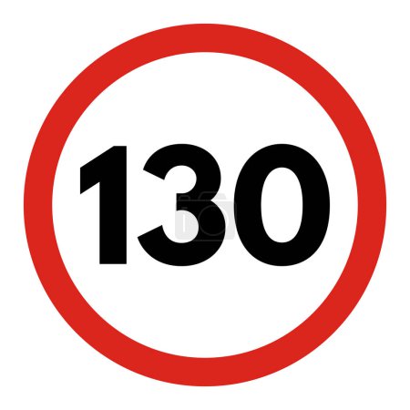 Ilustración de Límite de velocidad 130 señal de icono de tráfico rodado. 130 limitación de velocidad carretera signo vector - Imagen libre de derechos