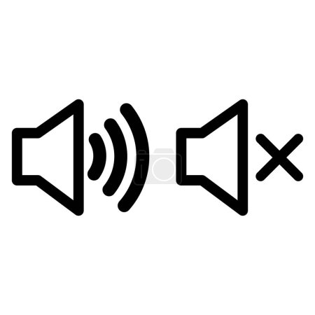 Lautsprecher ein und stumme Lautstärke-Symbole Vektor im Zeilenstil isoliert auf weißem Hintergrund