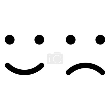 Téléchargez les illustrations : Icône signe visage set vecteur. icônes heureux et tristes isolés sur fond blanc - en licence libre de droit