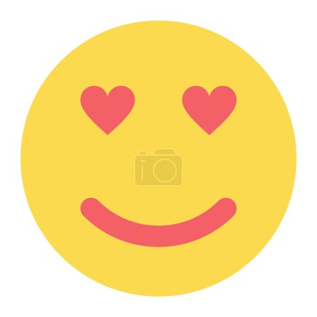 Illustration for In love emoticon icon with heart eyes . love emotion symbol vector - Royalty Free Image