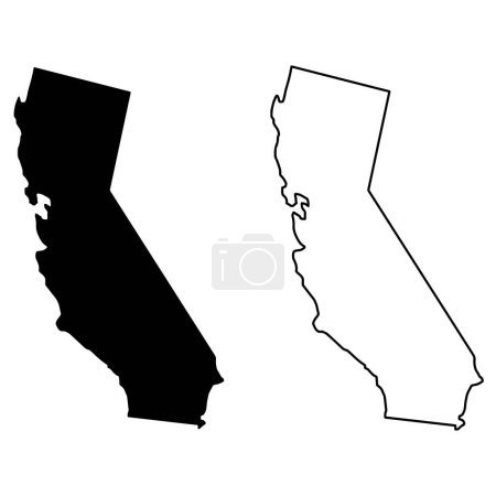 Téléchargez les illustrations : California carte icône vecteur dans deux styles isolés sur fond blanc - en licence libre de droit