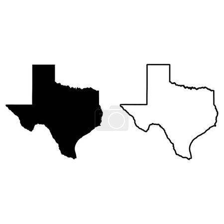 Ilustración de Icono de mapa de Texas en dos estilos aislados sobre fondo blanco. Ilustración vectorial - Imagen libre de derechos