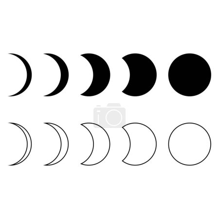 Téléchargez les photos : Icône astronomie phases de lune mis isolé sur le fond blanc dans deux styles. Illustration vectorielle - en image libre de droit
