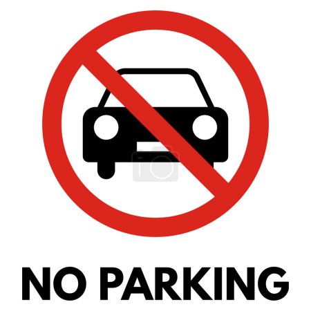 Ilustración de No hay aparcamiento icono prohibido. Marca de ningún aparcamiento con texto. Vector - Imagen libre de derechos