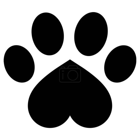 Téléchargez les photos : Icône patte de chien avec cœur. Vecteur d'icône d'impression Love paw - en image libre de droit