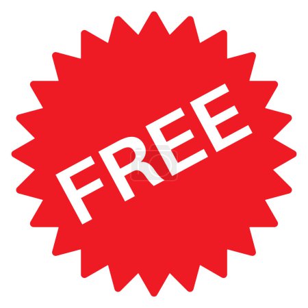 Téléchargez les photos : Vente icône gratuite. Étiquette gratuite. Autocollant badge gratuit rouge. Vecteur - en image libre de droit