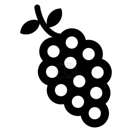 Téléchargez les illustrations : Icône raisin. Bouquet de raisins avec icône de feuilles. Illustration vectorielle - en licence libre de droit