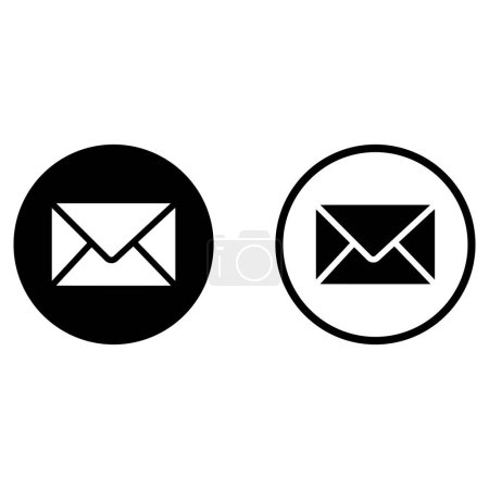 Ilustración de Icono de correo electrónico en dos estilos aislados en fondo blanco. vector icono de correo. icono del mensaje - Imagen libre de derechos