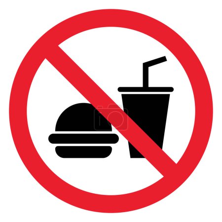 Téléchargez les photos : Pas de nourriture et de boisson autorisée signe. Aucun signe de vecteur mangeant - en image libre de droit