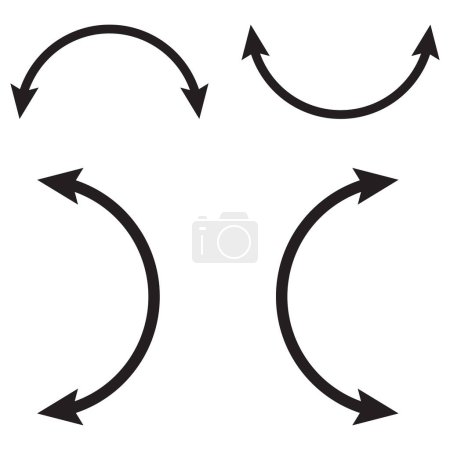 Ilustración de Dual semi círculo flecha icono conjunto vector aislado sobre fondo blanco - Imagen libre de derechos