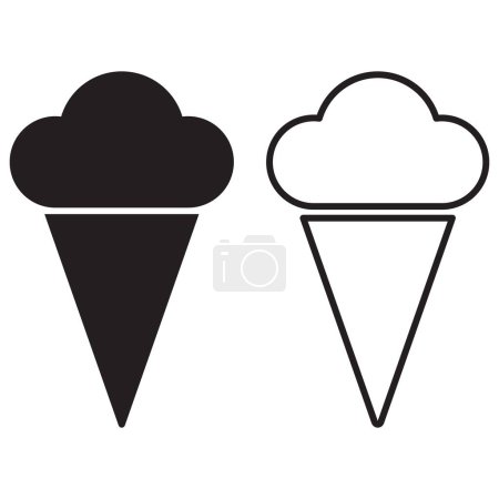 Téléchargez les illustrations : Icône de crème glacée dans deux styles isolés sur fond blanc. Illustration vectorielle - en licence libre de droit