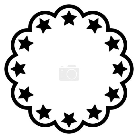 Ilustración de Círculo festoneado con estrellas aisladas sobre fondo blanco. Ilustración vectorial - Imagen libre de derechos