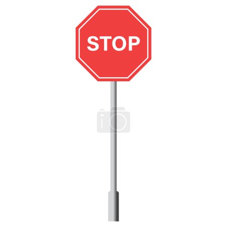 Illustration for Stop road traffic sign isolated on white background . Vector illustration - Royalty Free Image