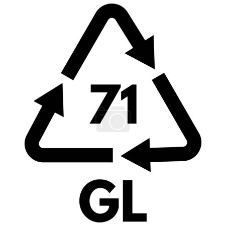 Código de reciclaje de vidrio GL 71. Verde vidrio reciclaje icono de código vector