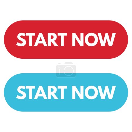 Illustration for Start now buttons in red and blue colors . Start now web button set vector - Royalty Free Image