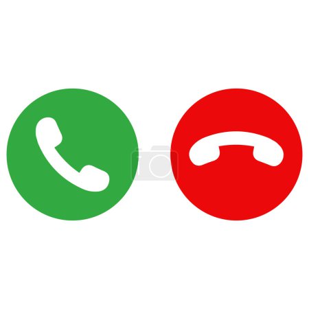 Answer and decline phone call buttons . Red and green yes no buttons icon . Vector illustration