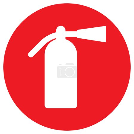 Fire extinguisher sign in red circle isolated on white background . Red fire extinguisher label .Vector illustration 
