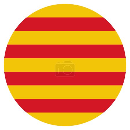 Runde katalanische Flagge. Katalanische Flagge. Kreisfahne von Katalonien. Vektorillustration