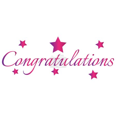 Congratulations text design with stars  in gradient colors . Vector