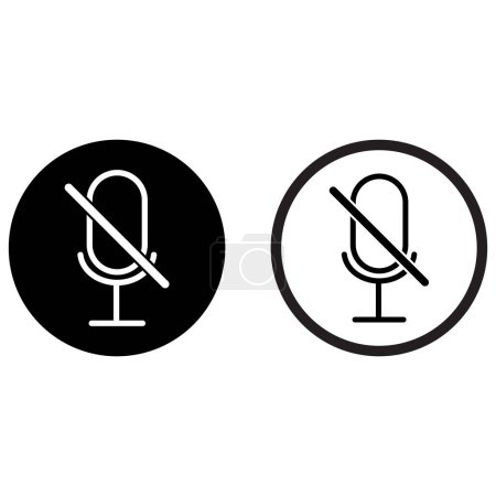 Mic off icon set in two styles . Microphone audio muted icon . Disable Microphone icon vector