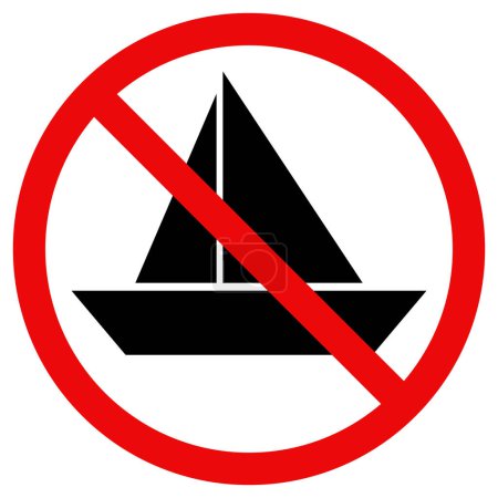No boat sign . Boat prohibited sign . Boat not allowed sign . Vector illustration