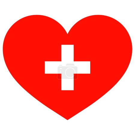 Die Schweizer Herzfahne. Schweizer Flagge in Herzform. Vektorillustration