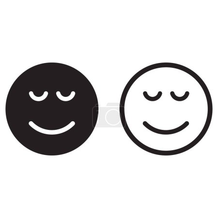 Ruhiges Emoji-Symbol in zwei Stilen. Erleichterter Gesichtssymbolvektor
