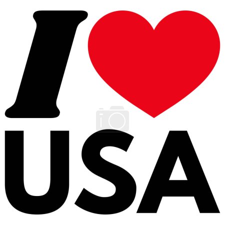 I love USA with red heart . USA love symbol . Vector illustration